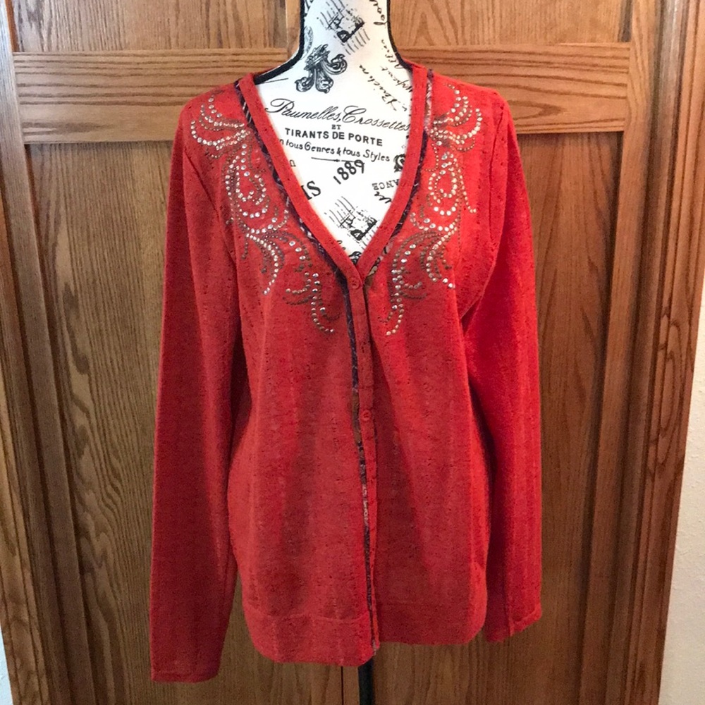 Miss Me Rust Embellished Boho High Low Cardigan